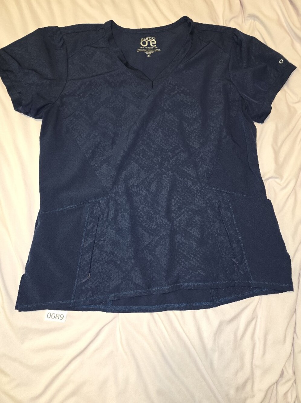 Barco ONE XL Scrub Top Navy Snake Skin Print